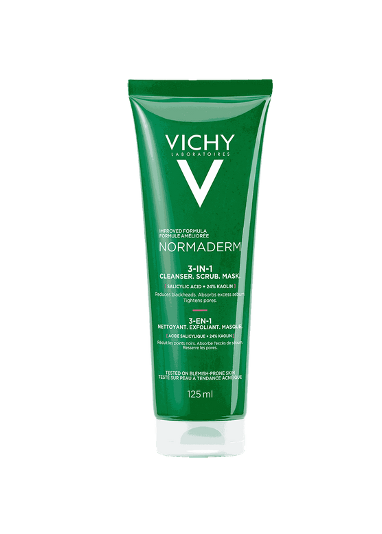 VICHY NORMADERM 3in1 Scrub Cleanser Mask 125ml new